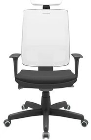 Cadeira Office Brizza Tela Branca Com Encosto Assento Aero Preto Autocompensador Base Standard 126cm - 63435 Sun House