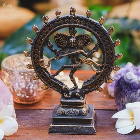Shiva Nataraja Preto c/ Dourado - Marmorite