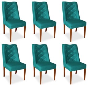 Kit 6 Cadeiras de Jantar Micheli Suede Azul Tiffany