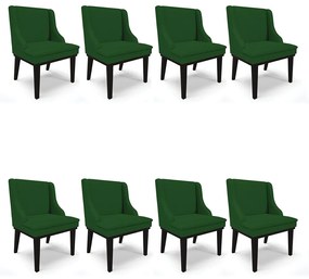 Kit 08 Cadeiras de Jantar Liz Veludo Luxo Verde A136 Base Fixa Madeira Preto - D'Rossi