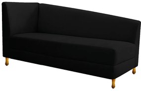 Recamier Valéria 185cm Lado Direito Suede Preto - ADJ Decor