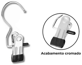 10 Cabides Com Presilha Gancho Aço Para Roupas Meias