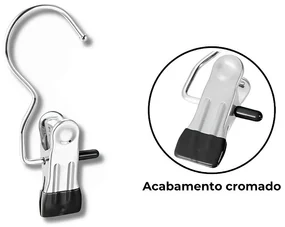 10 Cabides Com Presilha Gancho Aço Para Roupas Meias