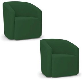 Poltrona Decorativa Orgânica Kit 2 Stella Max Veludo D03 - D'Rossi - Verde