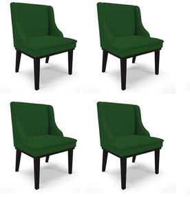 Kit 04 Cadeiras de Jantar Liz Veludo Luxo Verde A136 Base Fixa Madeira Preto - D'Rossi