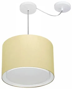 Lustre Pendente Cilíndrico Com Desvio Bege MJ-4306 Para Mesa de Jantar e Estar