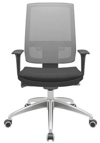 Cadeira Office Brizza Tela Cinza Assento Aero Preto Autocompensador Base Aluminio 120cm - 63781 Sun House