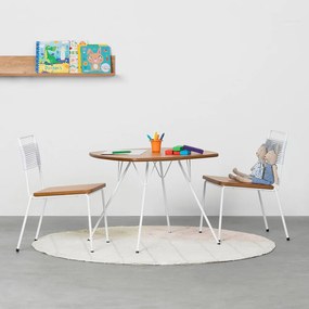 Conjunto Mesa Infantil Brinque - 48cmx60cm + 2 Cadeiras Infantil Brinque Spaguet - Branco e Amêndoa