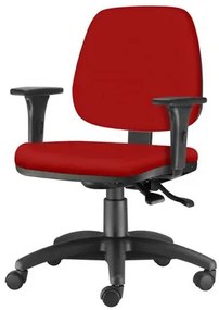 Cadeira Job com Bracos Assento Courino Vermelho Base Nylon Arcada - 54612 Sun House