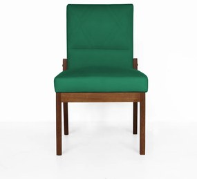 Conjunto 2 Cadeiras De Jantar Aurora Base Madeira Maciça Estofada Suede Verde Bandeira