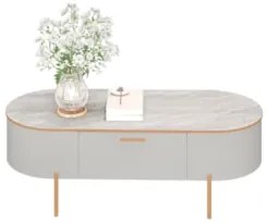 Mesa de Centro Para Sala Pés Metálicos Clover D04 Bali/Quartzo - Mpoze