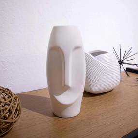 Vaso Decorativo Rosto Branco Mate em Cerâmica 25x12 cm - D'Rossi