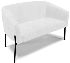 Sofá 2 Lugares Namoradeira Pé de Ferro Preto Stella Sintético PU D03 - D'Rossi - Branco