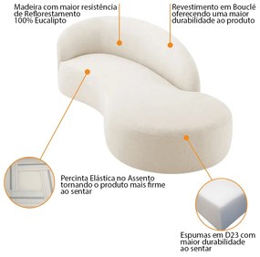 Divã Recamier Orgânico França 200cm Lado Direito Bouclé - ADJ Decor