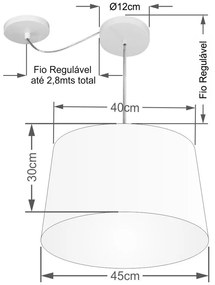 Lustre Pendente Cone Com Desvio Rustico Cinza MJ-4275 Para Mesa de Jantar e Estar