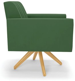 Poltrona Giratória Viena Gomada Suede Base de Madeira MA30 - D'Rossi - Verde