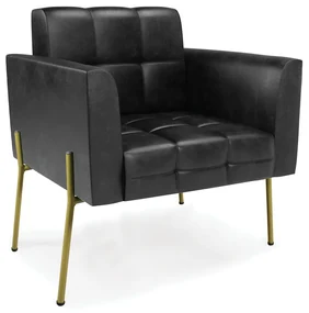 Poltrona PĂ© de Ferro Dourado para Sala Elisa Corano Preto D03 - D'Rossi