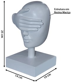 Escultura Decorativa Mascara Rosto Cego Branco G07 - Gran Belo
