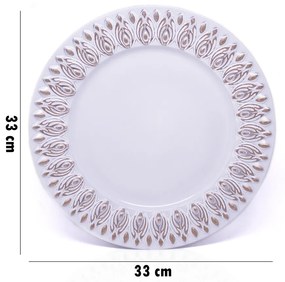 Sousplat Para Prato De Mesa Decorativo Branco Com Flores Em Rose 33 cm - D'Rossi