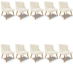 Kit 10 Cadeiras Estofadas para Sala de Jantar Pés Palito Lia Veludo Be