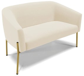 Sofá 2 Lugares Namoradeira Pé de Ferro Dourado Stella Linho D03 - D'Rossi - A19 Bege