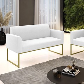 Sofá 2 Lugares Namoradeira Industrial Dourado Marisa Bouclê Off White D03 - D'Rossi