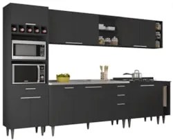 Armário de Cozinha CP07 Com Pia 150cm Pérola Z34 Preto      - Mpozenat