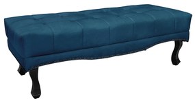 Cabeceira Cama Box Queen 160cm e Recamier Vicenza Veludo Azul Marinho S04 - D'Rossi