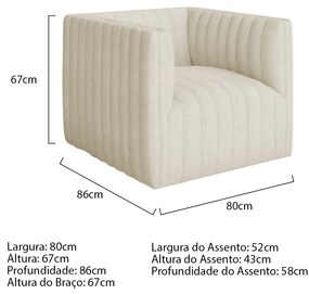 Poltrona Decorativa Sala de Estar Recepção Aurora Bouclé - ADJ Decor