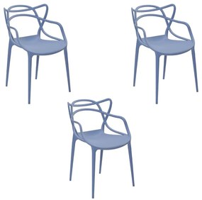 Kit 3 Cadeiras Decorativas Sala e Cozinha Feliti (PP) Azul Caribe G56 - Gran Belo