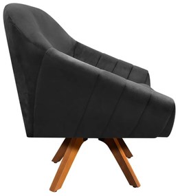 Kit 02 Poltronas Giratória Giovana Suede Base Madeira MM30 D'Rossi - Preto