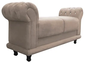 Recamier Barcelona Namoradeira Calçadeira Suede com strass D'Rossi - Bege
