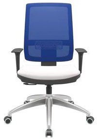 Cadeira Office Brizza Tela Azul Assento Vinil Branco RelaxPlax Base Aluminio 120cm - 63834 Sun House
