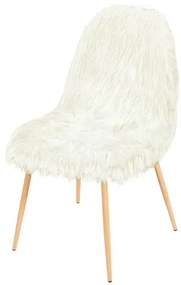 Cadeira Eames Pelinho Branco com Base Metal - 50000 Sun House