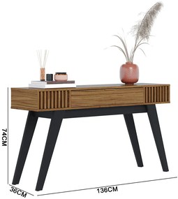 Aparador de Sala Pé em Madeira Maciça 136cm Laisa C04 - D'Rossi - Noce Milano