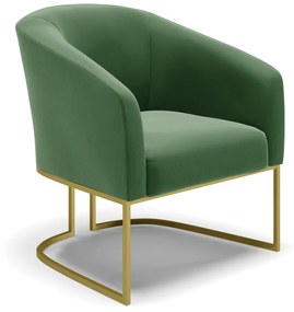 Cadeira Sala de Jantar Base Industrial Dourado Stella Suede D03 - D'Rossi - Verde