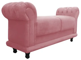 Recamier Barcelona Namoradeira Calçadeira Suede D'Rossi - Rose