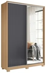 Guarda Roupa Solteiro com Espelho Rizatto Flex A02 Off/Titanium - Mpoz