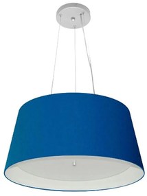 Lustre Pendente Cone Md-4144 Cúpula em Tecido 25x50x40cm Azul Marinho / Branco - Bivolt
