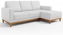 Sofá 200cm 3 Lugares Com Chaise Esquerdo Kayrós D05 Couríssimo Branco