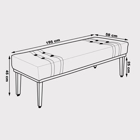 Recamier Decorativo 195cm Kors Veludo Pés de Madeira Bege G63 - Gran Belo