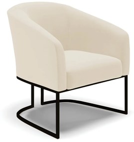 Poltrona Decorativa Industrial Preto Stella Linho Bege D03 - D'Rossi