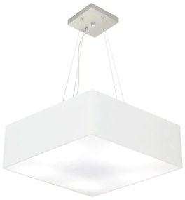 Lustre Pendente Quadrado Md-4198 Cúpula em Tecido 15/60x60cm Branco - Bivolt