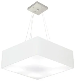 Lustre Pendente Quadrado Md-4198 Cúpula em Tecido 15/60x60cm Branco - Bivolt
