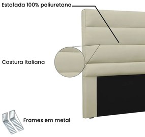 Cabeceira La Italiana Para Cama Box Casal 140 cm Corino Bege - D'Rossi