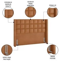 Cabeceira Cama Box Casal 140cm Pisa P02 Sintético Caramelo - Mpozenato