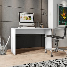 Mesa para Escritório Home Office Sem Gaveta Emma Branco Texturizado G47 - Gran Belo