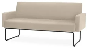 Sofa Pix com Bracos Assento Courino Bege Base Aco Preto - 55103 Sun House