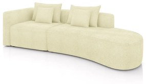 Sofá Curvo Decorativo Kimiko 287Cm 2 Lugares Sala de Estar com Chaise Bouclê Off White G52 - Gran Belo