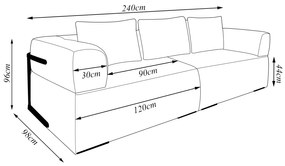 Sofá Bipartido 3 Lugares com Almofadas Soltas 240cm Nuuk Linho Cinza G63 - Gran Belo